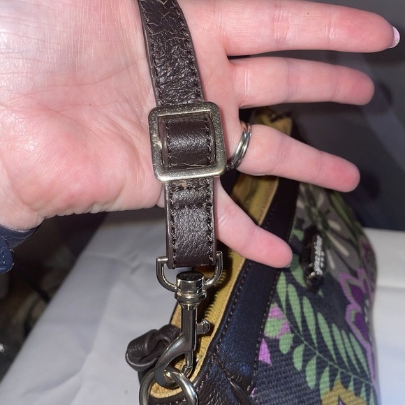 Spartina 449 Purple Canvas Floral Purse Small Shoulder Crossbody Bag - Picture 11 of 15